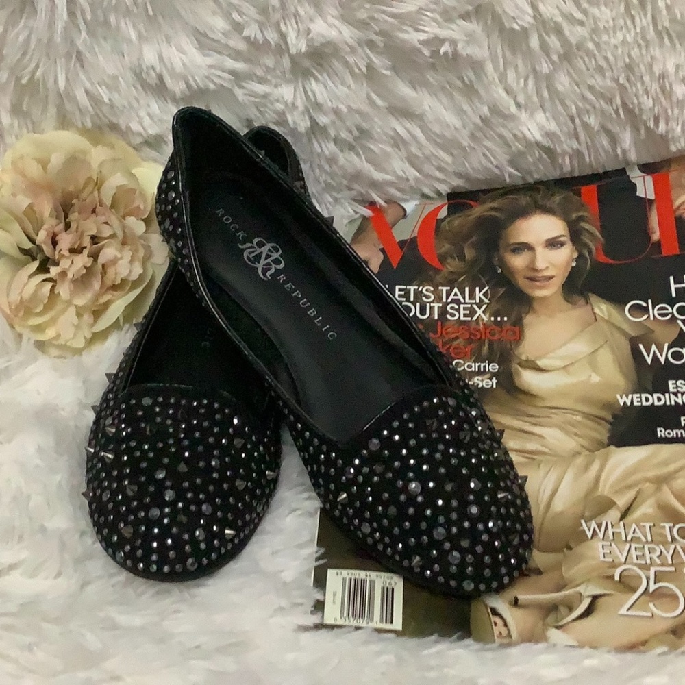 Rock & Republic Spiked Black Flats